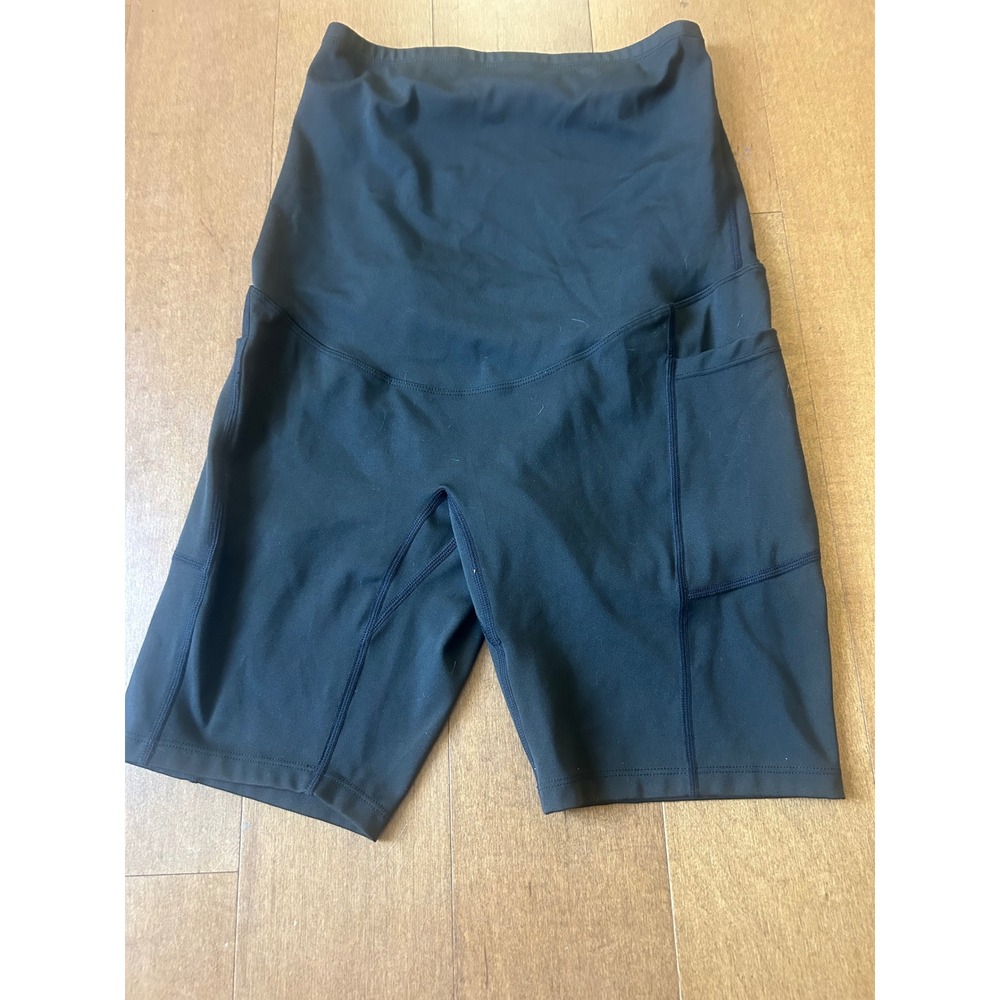 Black Over the Belly Maternity Biker Shorts with Pockets Size Medium